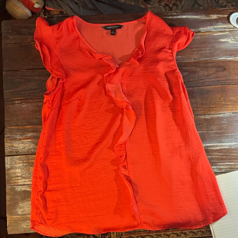 Banana Republic Factory Vibrant Orange  Ruffled Blouse